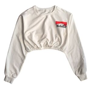 White long sleeve crop hoodie Melrose